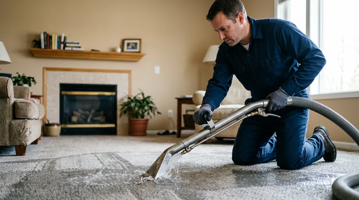 Water damage restoration technician working near Apple River, IL